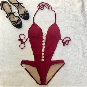 Aqua Di Lara Red One-Piece Swimsuit